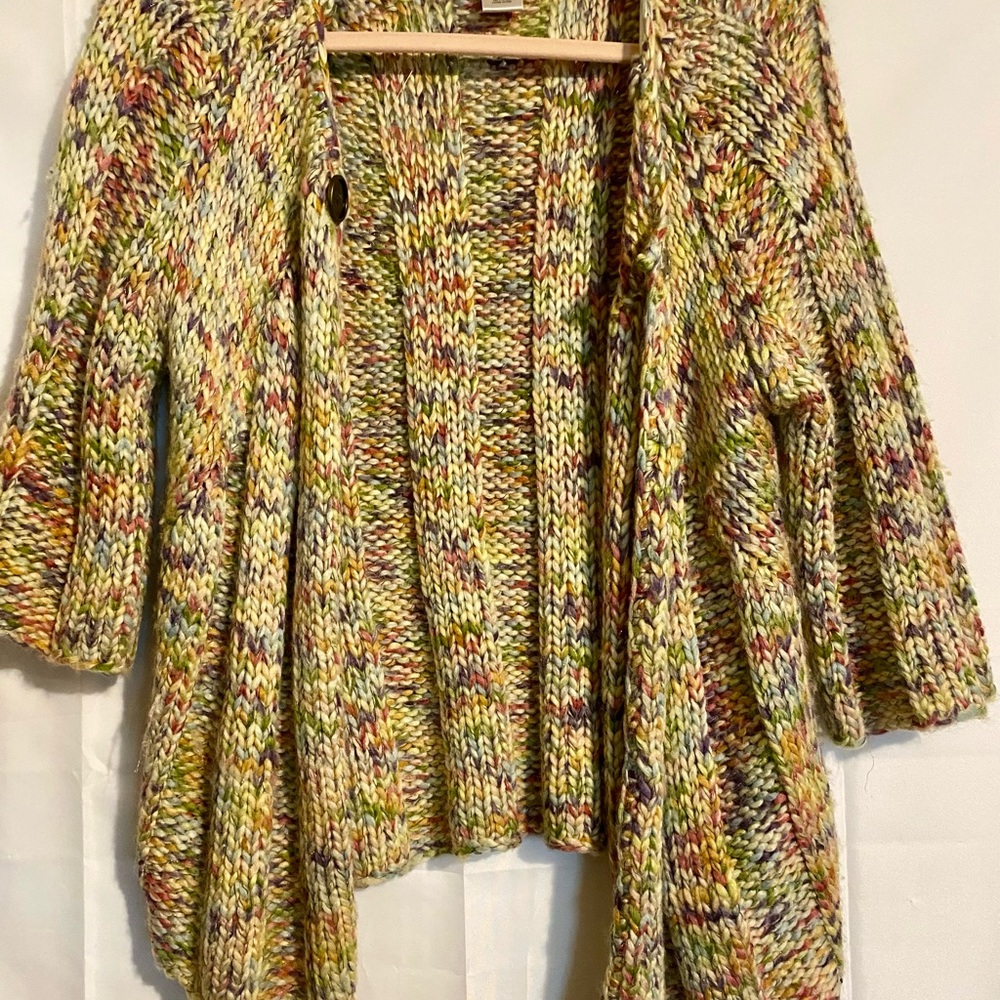 Jillian Nicole Women's Open Front Cardigan One Button Size Medium Multi Color